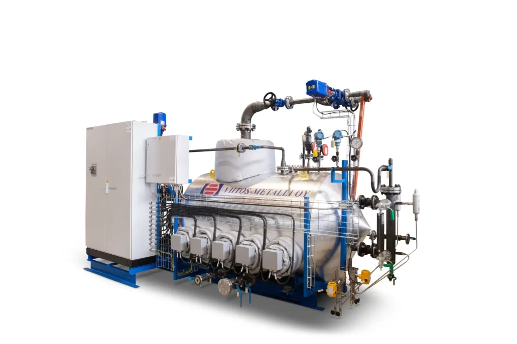 Täysin varusteltu sähköhöyrykattila.