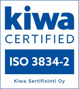Kiwa sertifioitu ISO3834-2.